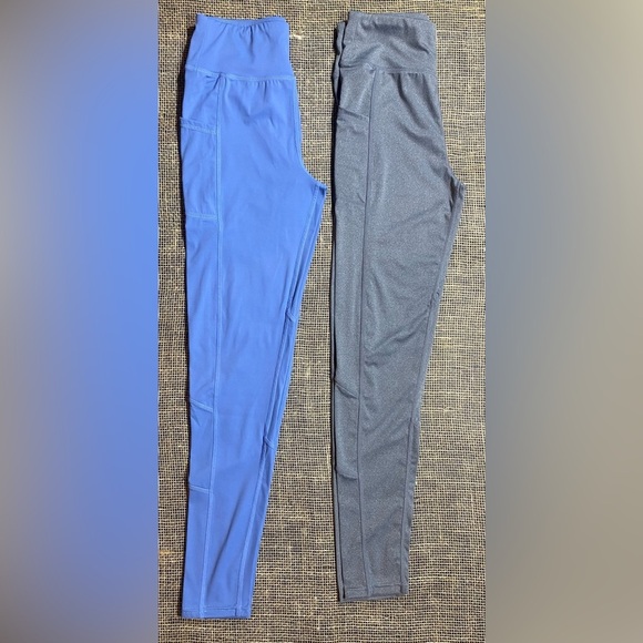 Forever 21 Leggings Size S 2 Pair Light Blue and Gray 2 Side Pockets - Picture 1 of 11